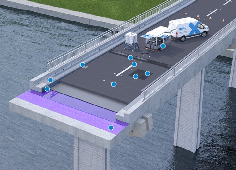 Bridge Deck with a Waterproofing System and Markings: An Illustration of the Repair of Traffic Surfaces on Bridges