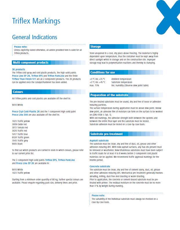 General Indications Triflex markings