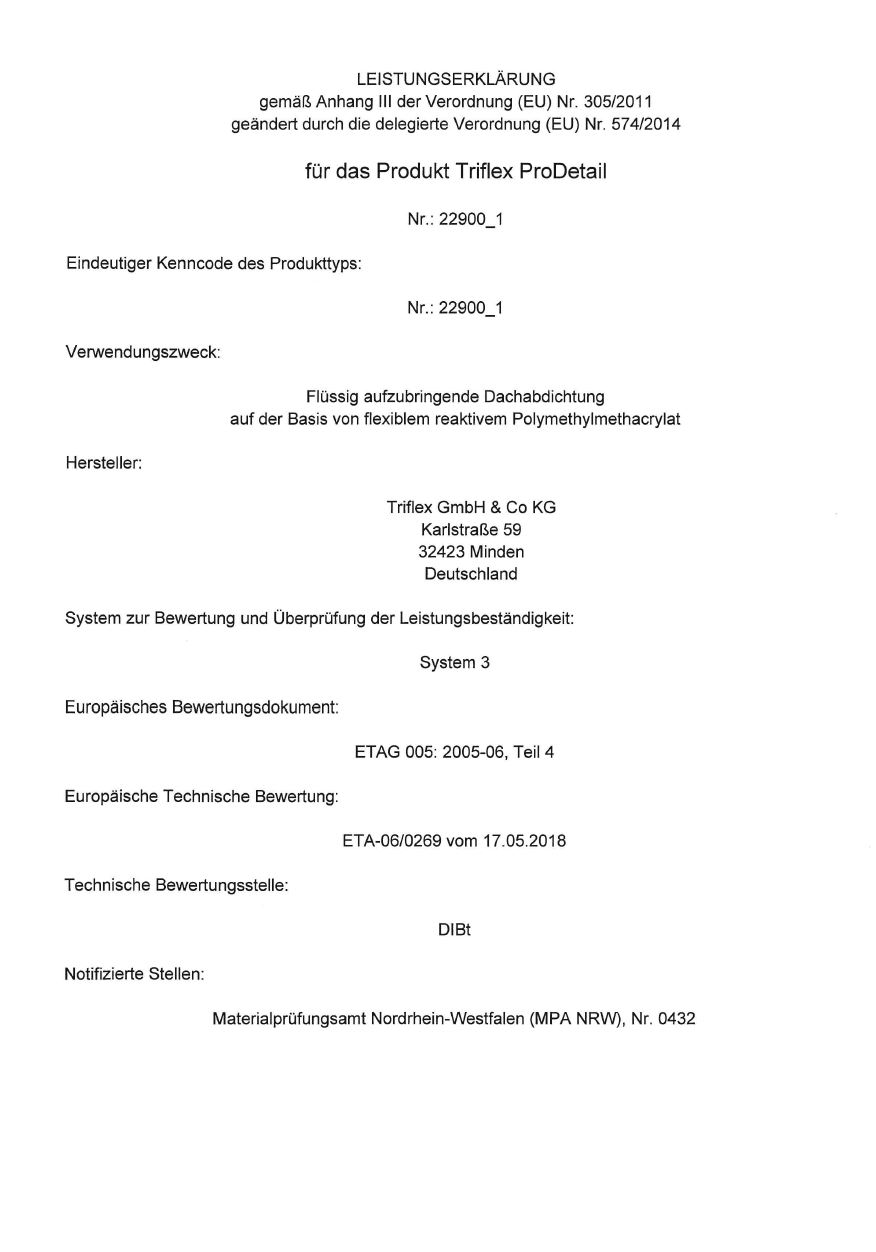 Triflex ProDetail Leistungserklärung