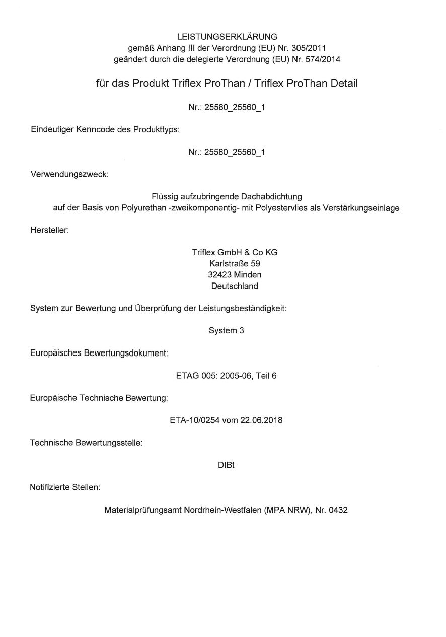 Triflex ProThan / Triflex ProThan Detail Leistungserklärung