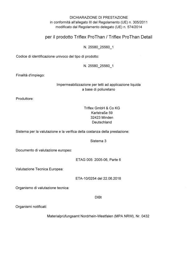Triflex ProThan / Triflex ProThan Detail Dichiarazione di prestazione