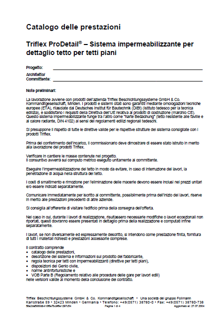 Triflex ProDetail - Cataloghi delle prestazioni