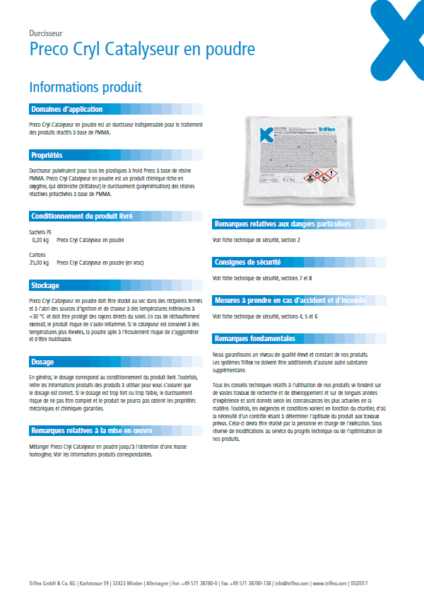 Fiche technique Preco Cryl Catalyseur en poudre