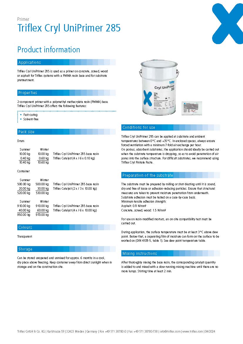 Triflex Cryl UniPrimer 285 Product information